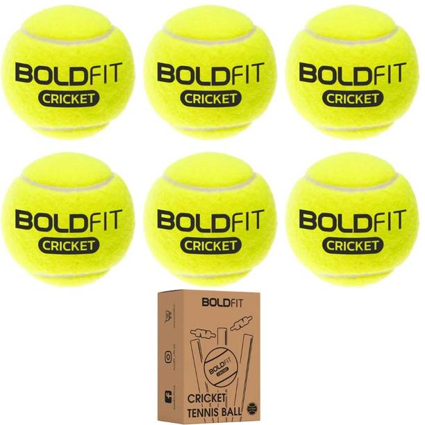 BOLDFIT Cricket Ball Tennis Ball Box Set Pack Green High Bounce Soft Light Weight Combo Cricket Tennis Ball