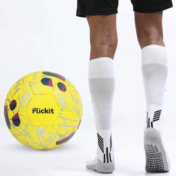 Flickit Sports Combo - Smart Football with AI-App (Ages 8-12) & Long Grip Socks (L) Football - Size: 4