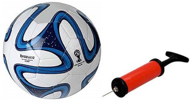 निचे Blue Brazuca Football With Air Pump Free फ़ुटबॉल