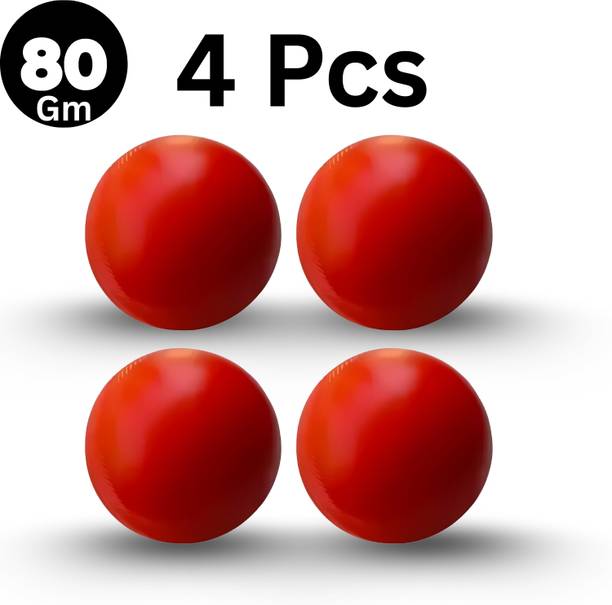 Nongi Heavy Plastic Ball Red Non Toxic (Pack of 4 | 80gm Per Ball) Cricket Training Ball
