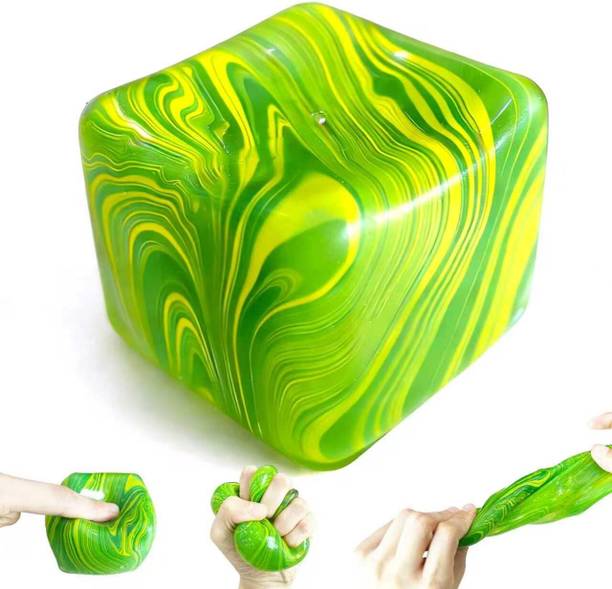 H N R Crystal Cube Squishy Stress Ball, 5 cm Marble Pattern Sensory Fidget Toy Bath Toy