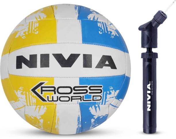 NIVIA Kross World Volleyball (Multicolor) Size - 4 With Ball Pump Volleyball - Size: 4