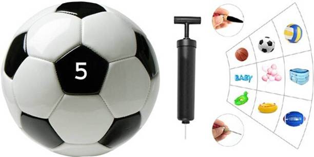 Dinetic Black and White Premium Football With Air Pump and Needles Football - Size: 5