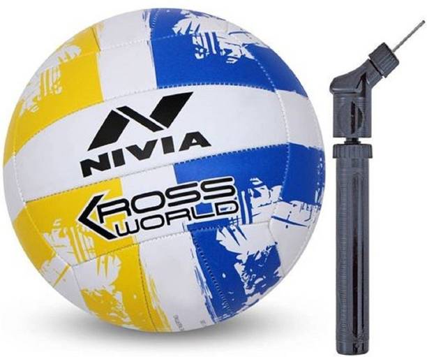 NIVIA KrossWorld Volleyball + Double Action Air Pump Volleyball - Size: 4