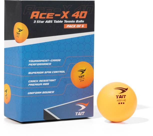 Yait Sports Ace-X 40 (Pack of 6) | 3-Star Table Tennis Balls | ITTF Standard | ABS Material Table Tennis Ball