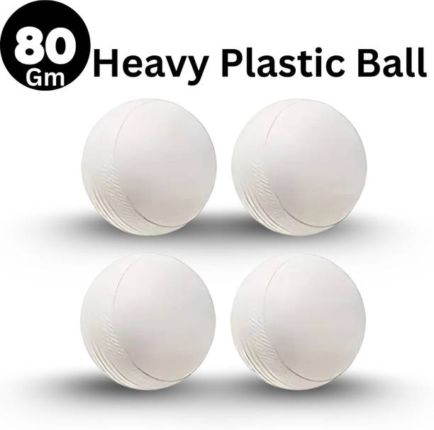 Nongi Heavy Plastic Ball White Non Toxic (Pack of 6 | 80gm Per Ball) Cricket Training Ball