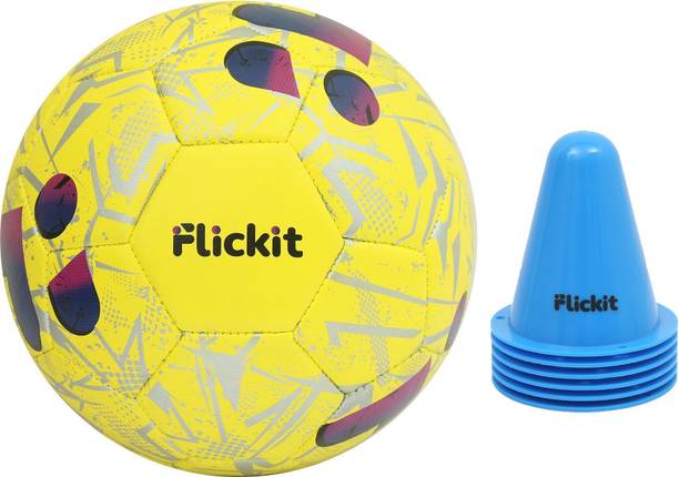 Flickit Training Combo - Smart-Football with App + 6 Training Cones | (For Ages 8-12) Football - Size: 4