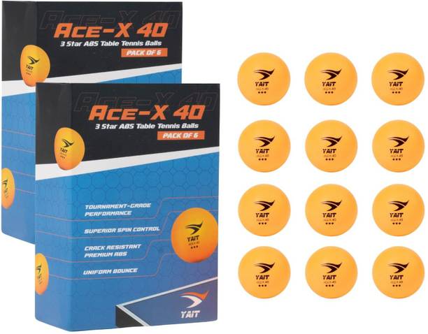 Yait Sports Ace-X 40 (Pack of 12) | 3-Star Table Tennis Balls | ITTF Standard | ABS Material Table Tennis Ball