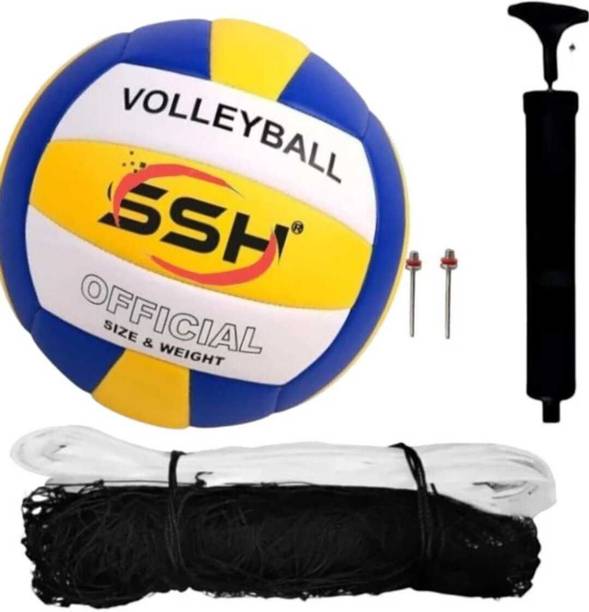 GURU J ENTERPRISES Synthetic Soft Volleyball Balls With Nylon Net With Air Pump And Nylon net . Volleyball - Size: 4