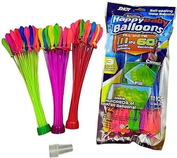 ShopVee Self-Sealing Water Balloons – 3 Bunch Pack (111 Balloons) Disposable Balloon Helium Tank