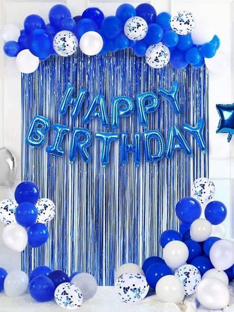 VISHAL Solid Metallic Blue White Balloon