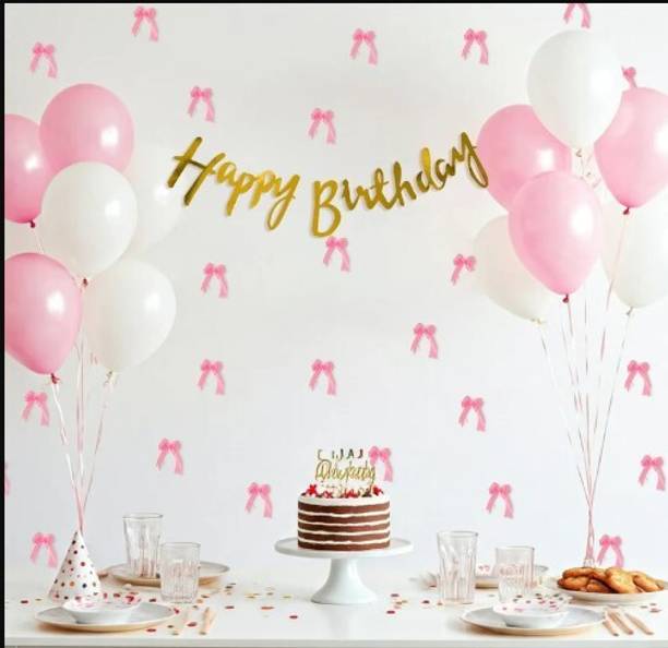 BEST WISHES Pink, White Birthday Decoration