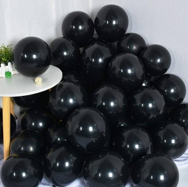 Mosclue Solid Hd/Latex/Metalic 50 Black Balloons For Kids/Adult/Party/Birthday Decorations Balloon