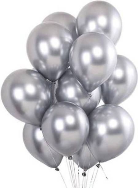 Decor Mart Solid Party Balloons Silver Theme Birthday AIR or HELIUM - PO 60 Balloon