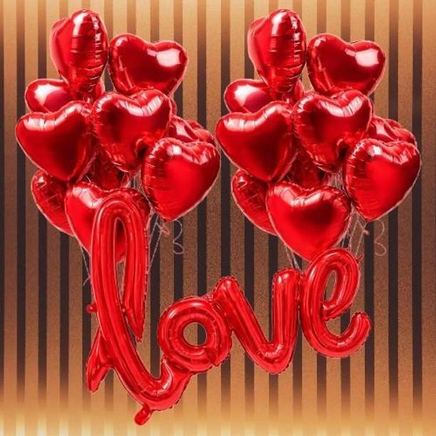 Bestow Solid Red Heart Foil Balloon Romantic Theme -Wedding, Birthday, Valentines Celebration Balloon