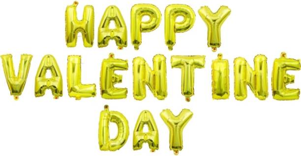 Peach Poppers Solid HAPPY VALENTINESDAY Golden 16" Foil Balloon For festival Letter Balloon