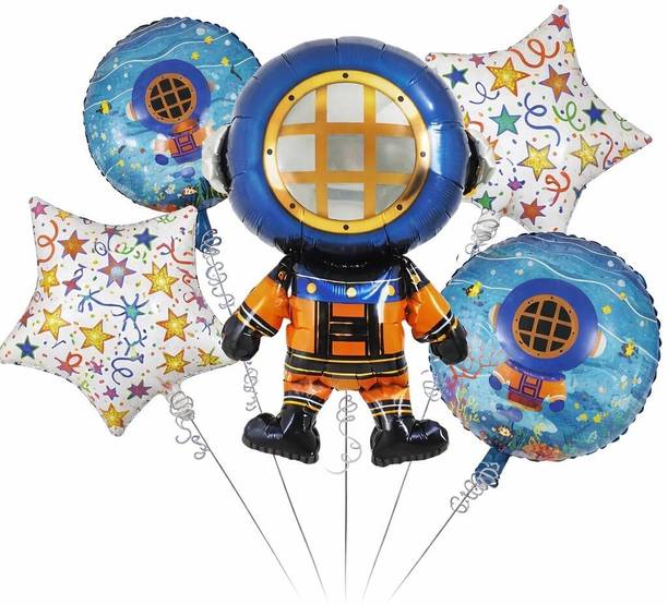 hoordecoration Printed Deep Sea Scuba Diver Foil Balloons Set for Kids Birthday Party Decoration Balloon