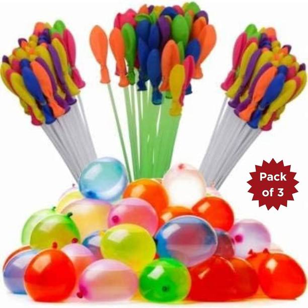 DREAM CHASER Solid Holi Special Water Balloons Pack of 3 (Total 111 Pcs) | Multicolor Water Balls Balloon