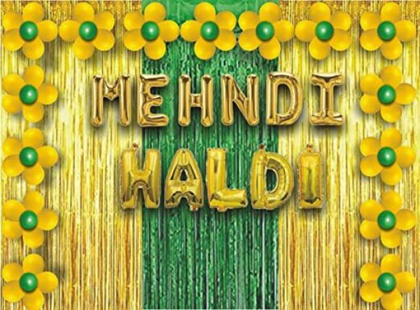 CELEBRATION STUDIO Printed Haldi Mehndi Decoration Pack of 123 items Decoration Kit Balloon