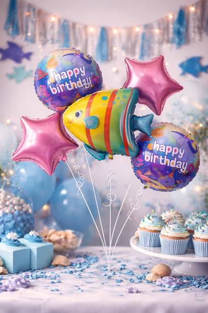 Divine Enterprises Creations Printed Fish_underwater1 Balloon Bouquet