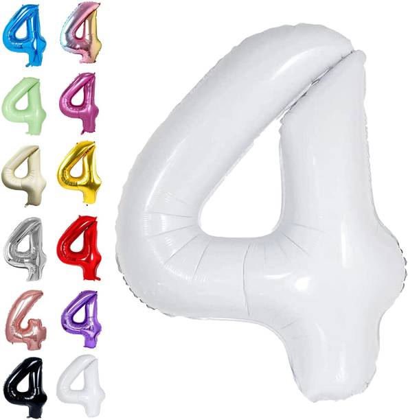 Party Parindey Solid Plain 4 Number Foil Balloons 32" for Birthday Party Decoration Helium Supported Letter Balloon