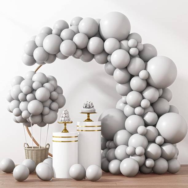 R G ACCESSORIES Solid Grey Balloons Garland Decoration Kit With Arch Pack Of 50 Balloon