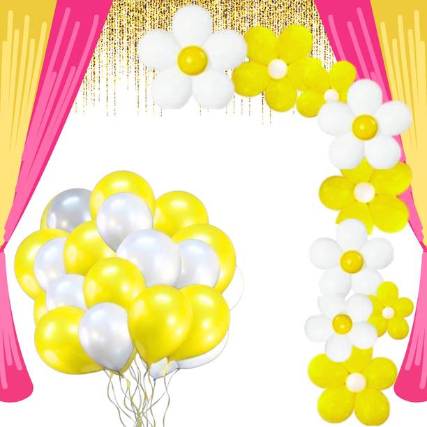 Dul Dul Solid Haldi decoration ceremony set Yellow 25 pcs /White 25 pcs/mahendi decorations Balloon