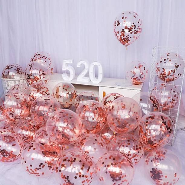 PANKU CREATION Solid 30 Red Transparent Confetti Balloons for Birthday, Baby Sho