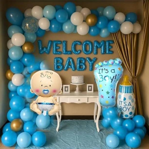 Maithili decors Solid Welcome Decoration kit for Baby Boy Balloon