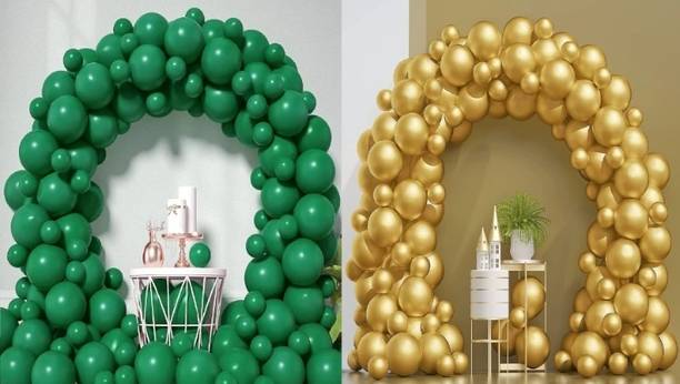 Mosclue Solid Hd/Metalic 50 Balloons Green and Gold For Kids/Adult/Party/Birthday Decoration Balloon
