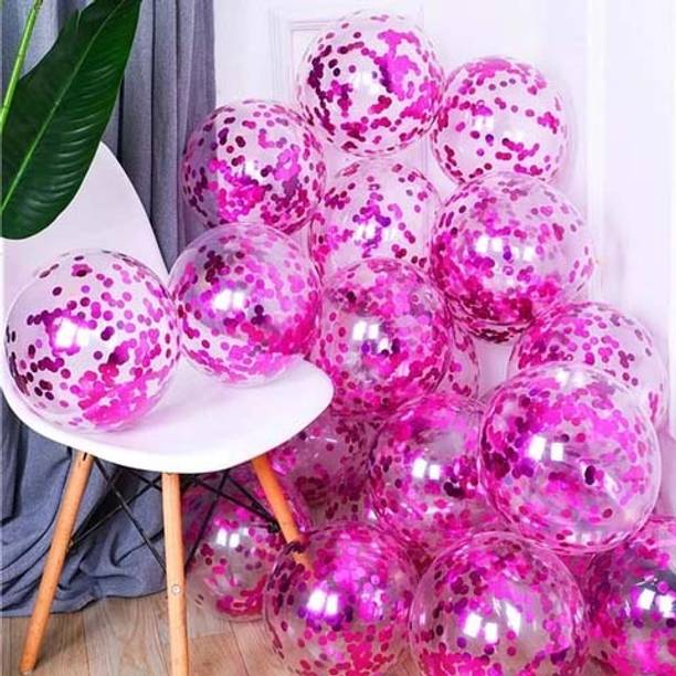 TRISHRA Solid 10 PCS Pink Confetti Balloons For Birthday Baby Shower Wedding Party Balloon