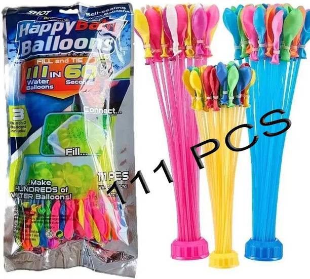 VOIISH Solid Holi Water Balloons Mix Color Crazy Quick Fill Holi Celebration|111 PCS Magic Balloon