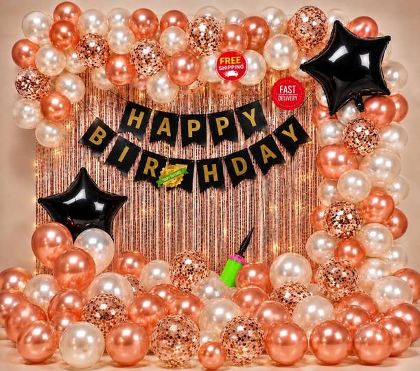 तिगोरिक सॉलिड Happy Birthday Banner Decoration 51 pcs गुब्बारा