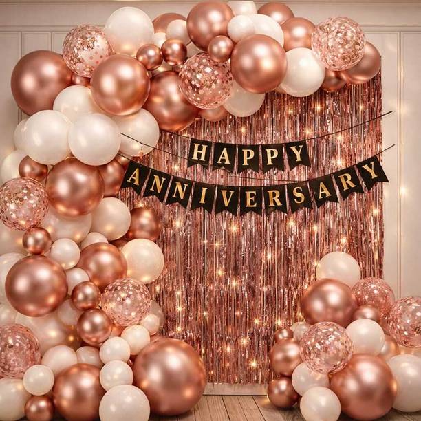 tigorik Solid Rose Gold Luxury Anniversary Balloon Arch Decoration Set Balloon