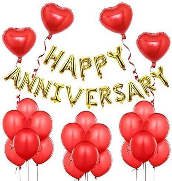 Stylin Solid HAPPY ANNIVERSARY Letter ( Golden Color ) Foil Balloon