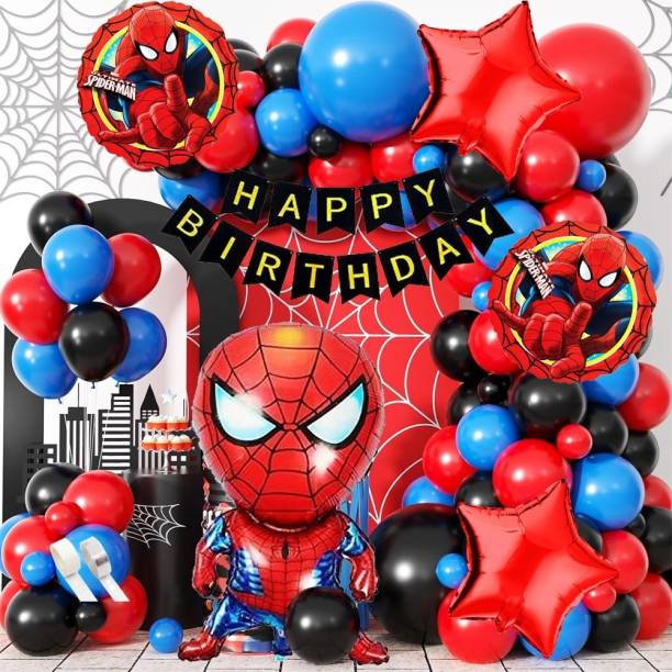 PopTheParty Printed spiderman birthday decoration avengers theme combo kit for boys girls Balloons Balloon Bouquet