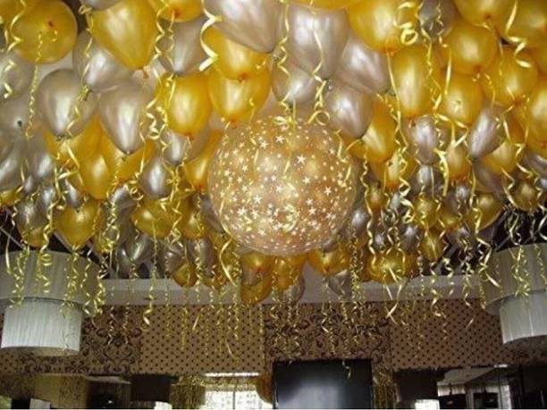 Mosclue Solid Hd/Metalic 50 Balloons Gold And silver For Kids/Adult/Party/Birthday Decorations Balloon