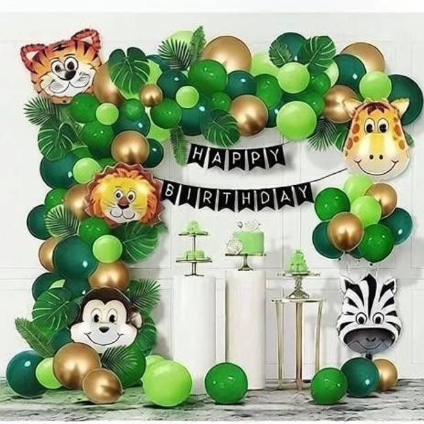 PARTY MIDLINKERZ Printed Printed Happy Birthday Animal kit - 78 Pcs for Birthday Decor Balloon