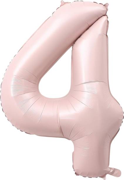 BashNSplash Solid 4th Birthday Number 4 Big Size Four Pastel Powder Pink 32" Number numeric Foil Letter Balloon