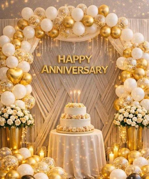 ballooooify Solid Royal Gold & White Anniversary Arch Décor Balloon