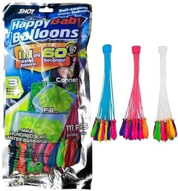 TRENDING HUT Solid holi balloons Bunch 111 Quick Fill Baloons and Auto Tie in 60 Seconds Magic Balloon