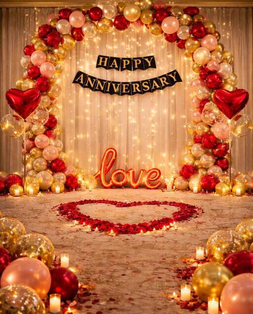 तिगोरिक सॉलिड Royal Love Balloon Arch Anniversary Decoration Set गुब्बारा