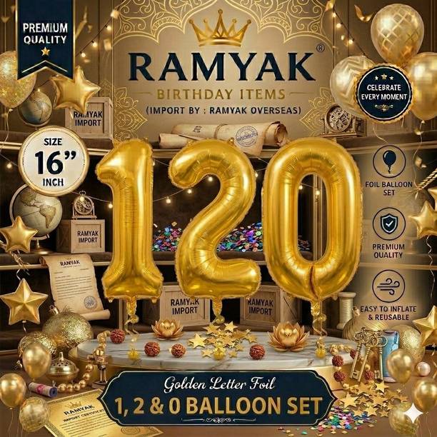RAMYAK BIRTHDAY ITEMS Solid 120 FOIL BALLOONS - FOR CELEBRATING 120 Balloon