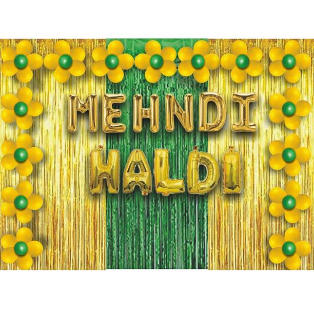 PARTY BREEZE Solid haldi mehndi theme ceremony decorations for wedding marriges Balloon