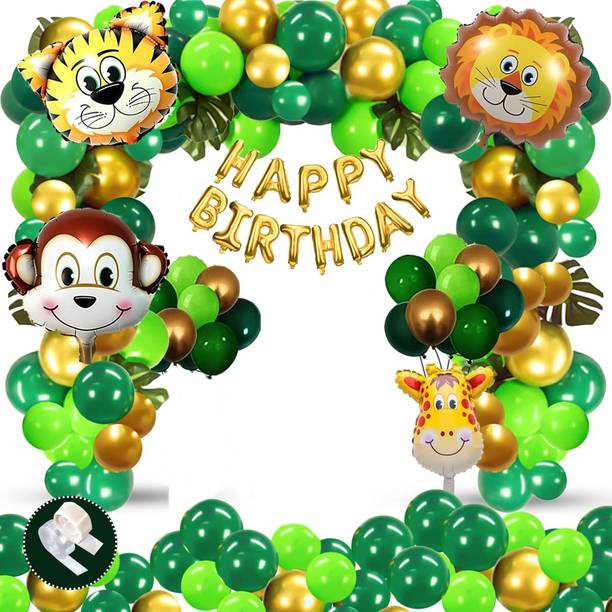 ZAMBOOREE Printed Jungle Theme Party Decoration Items for Birthday- Decorating Items for Boy/Girl Balloon