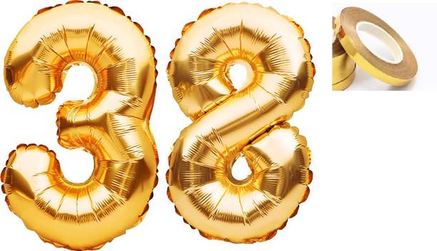 PARTY MIDLINKERZ Solid Golden '38' number Numerical Foil