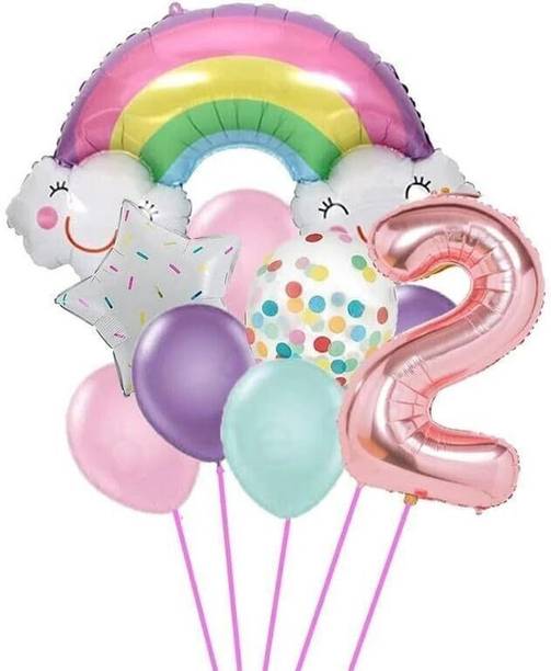 पॉपदपार्टी सॉलिड 2nd Rainbow bunch Balloons for Birthday Decorations बैलून बुके