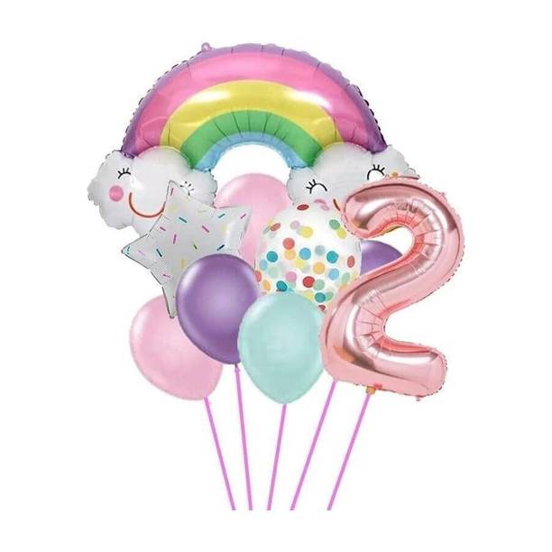 PopTheParty Solid 2nd Rainbow bunch Balloons for Birthday Decorations Balloon Bouquet