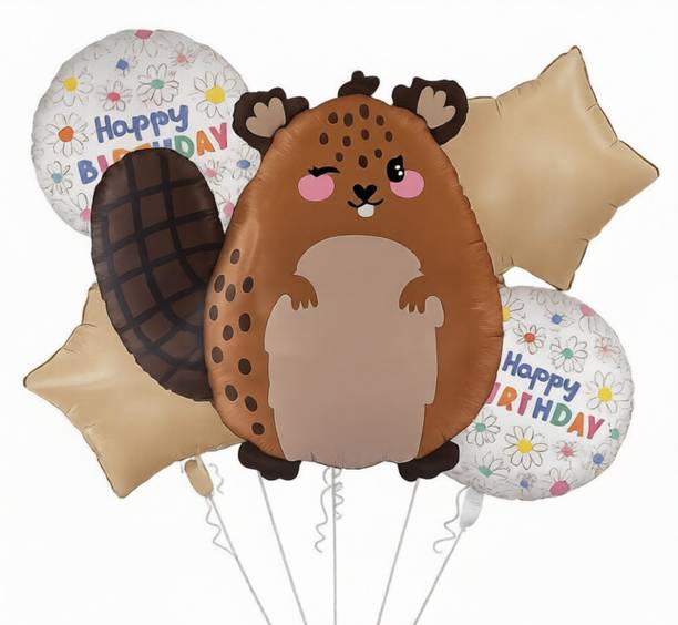 Bash N Splash Printed Cute Beaver Premium Happy birthday Party Helium Foil Balloon Balloon
