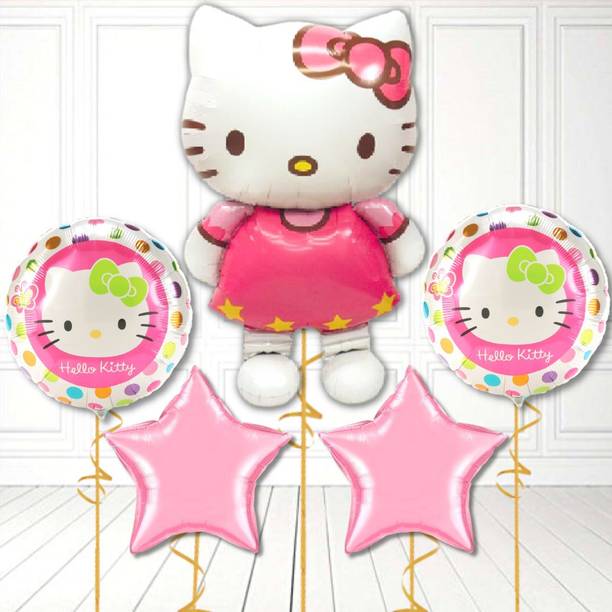PartyTown Printed Hello Kitty theme balloon bouquet for boys and girls birthday party Balloon